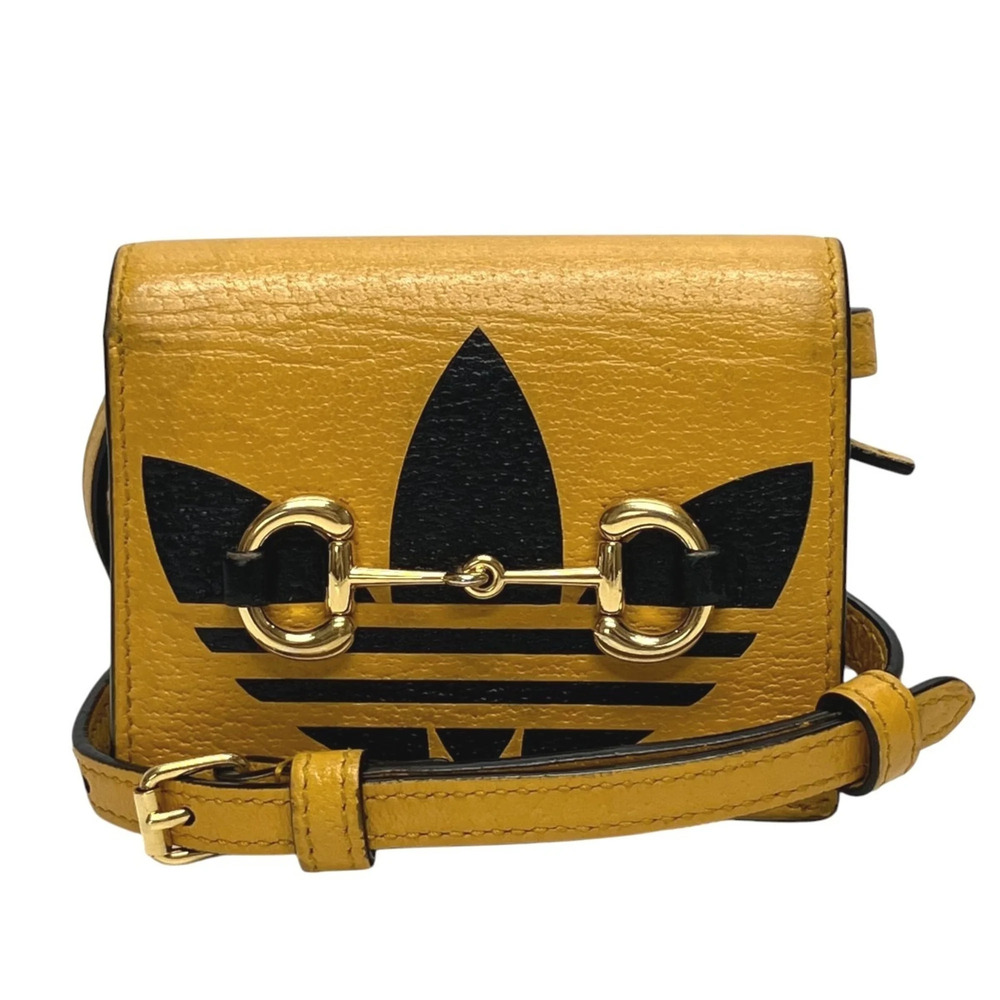 Gucci bi-fold wallet, horsebit design, Adidas collaboration, leather, 702248